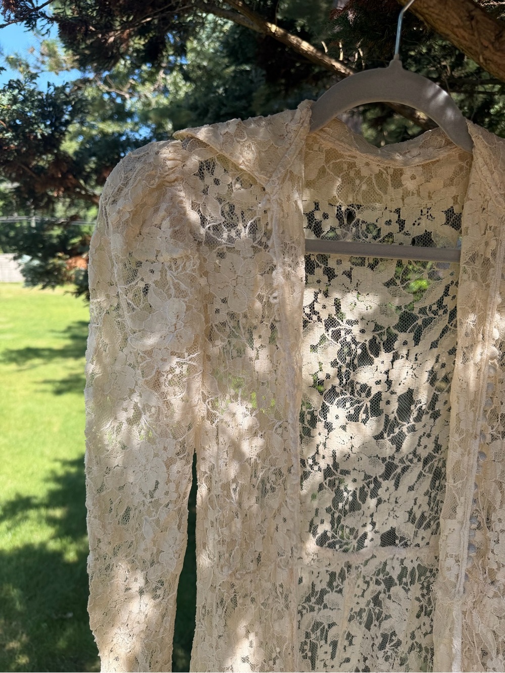 Delicate Lace Duster in Cream